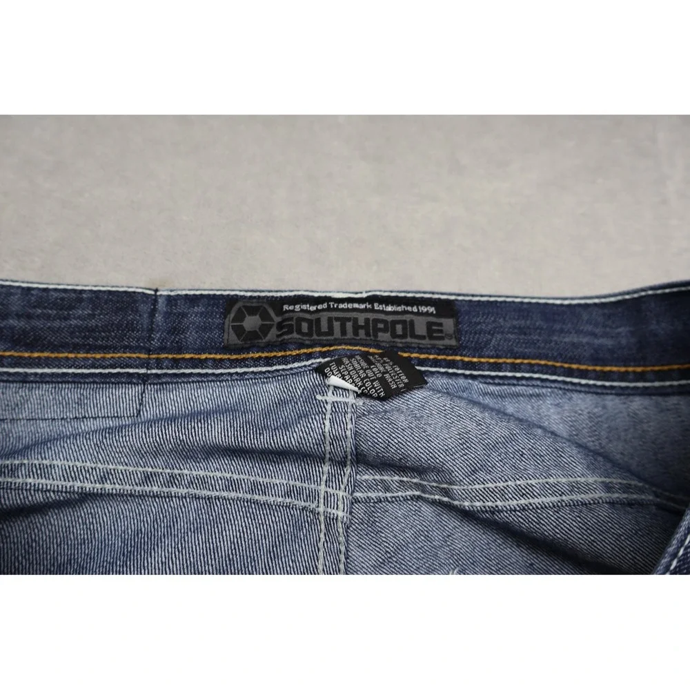 Southpole Jeans Men 34x33 Dark Wash Blue Contrast Denim Straight Relax Boot Y2K‎
